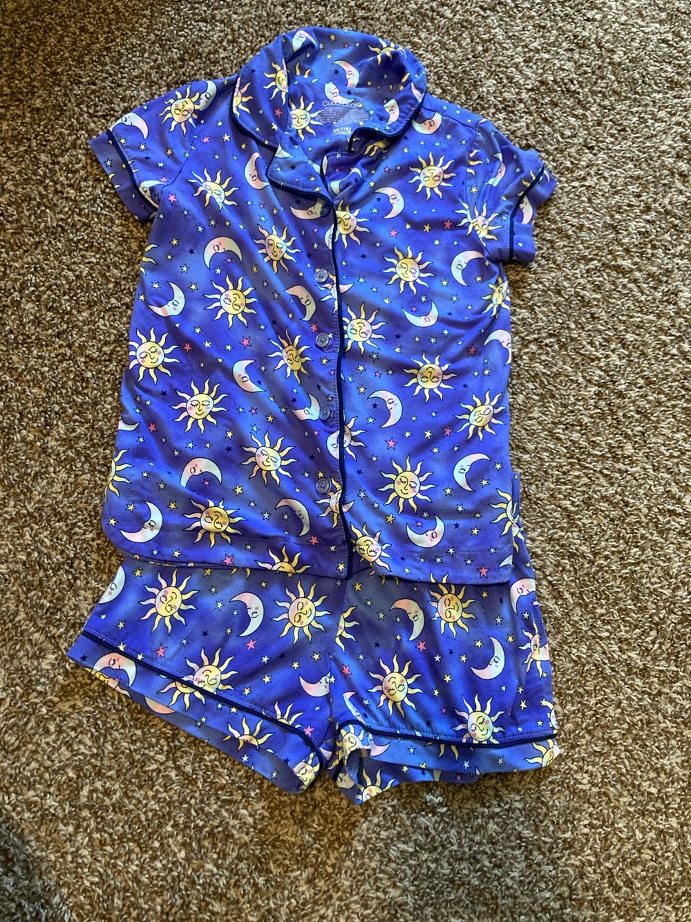 Cuddl Duds Sun & Moon Short Pajama Set - Royal Blue
